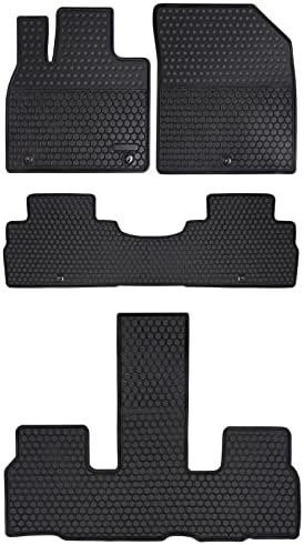 Megiteller Car Floor Mats Custom Fit for 2020 2021 2022 2023 Kia Telluride 3 Row Odorless Washable Heavy Duty Rubber (All Weather) Floor Liners Front and Rear Row Set Black