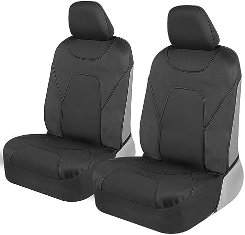 Motor Trend AquaShield Car Seat Covers for Front Seats, Black – Two-Tone Waterproof Seat Covers for Cars, Neoprene Front Seat Cover Set, Interior Covers for Auto Truck Van SUV