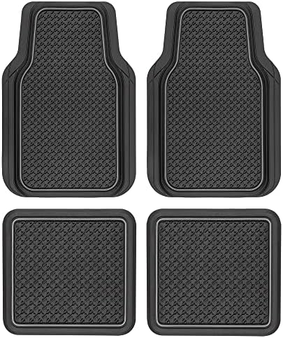 Motor Trend Houndstooth Design Rubber Car Floor Mats for Autos SUV Truck & Van - All-Weather Waterproof Protection Front & Rear Liners, Trim to Fit Most Vehicles