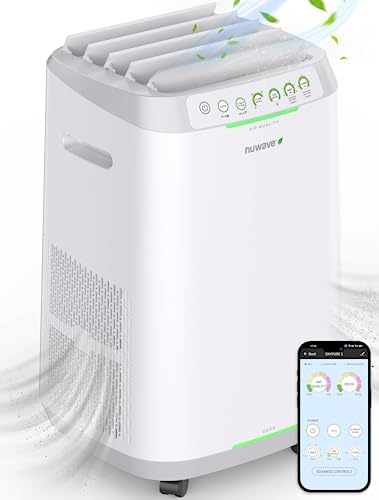 Nuwave OxyPure ZERO Smart Air Purifiers, ZERO Waste & ZERO Filter Replacements, Covers Up to 2002 Sq.Ft. for Home Large Room Bedroom, 30°, 60°, 90° Vents, 6 Fan Speeds, Sleep Mode, Timer