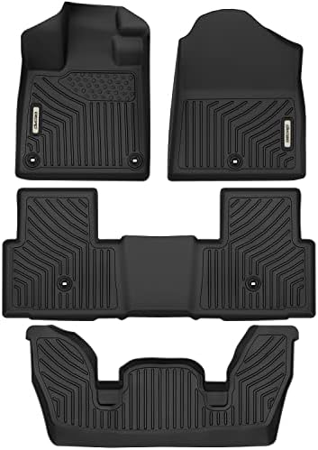 OEDRO Floor Mats Compatible with Honda Pilot 2023-2024, Includes 1st, 2nd and 3rd Row Floor Liners, Custom Fit TPE All Weather Car Liners, Black