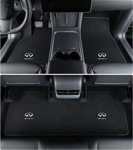 Original Factory Car Floor Mats All-Black Carpet - Custom Fit for Infiniti All Models, All Black, Option to Add Car Logo