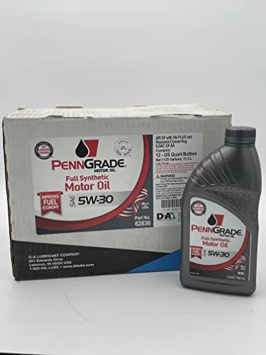 PENN GRADE 1 62836, Full Synthetic Motor Oil SAE 5W-30, 12 Quart