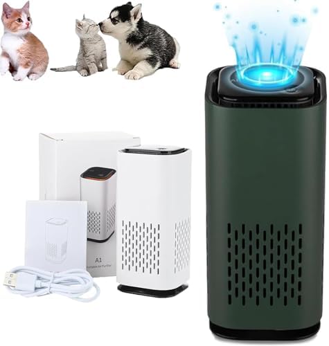 Pawtins Pet Air Purifiers for Home Pee Smell,Pawtins - Pet Air Purifier,Mini Portable 360° Car Purifier 3-Stage Filter Purifier,H13 True Hepa Filter,Small Room Air Purifier Cleaner,Eliminate Odor (B)