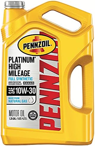 Pennzoil Platinum High Mileage Full Synthetic 10W-30 Motor Oil for Vehicles Over 75K Miles (5-Quart, Single Pack)