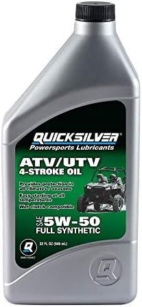 Quicksilver 8M0149407 5W-50 Full Synthetic 4-Stroke ATV/UTV Engine Oil – 1 Qt.