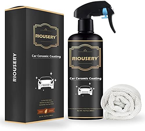 RIOUSERY Ceramic Coating for Cars, 10.2 Oz Car Wax Polish Spray Waterless Car Wash & Car Polish & Wax, The Ultimate Nano Ceramic Spray Protection for Car, Boat & Motorcycle for Easy Use