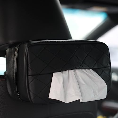 SENYAZON Car Tissue Holder, Extra Large Tissues Box Cover for Car Backseat, Ideal for Organization and Daily Use, Fits for 120 Tissues Box (Black)