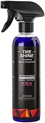 SGCB 16 oz Super Tire Shine Spray, Tire Cleaner Wet Looking Conditioner Wheels Waterless Tire Dressing Dark, Long Lasting Dust Resistant Tire Shine Protectant for Rubber Tires Exterior Plastic Trim