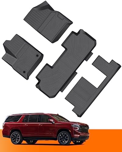 SHINJEW All Weather Floor Liners Compatible with Chevrolet Traverse 8 Seats Bench Seating 2023-2018 Black Waterproof Non-Slip Custom Car Floor Mats for Front and Back Full Accessories