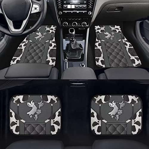 STUOARTE Cow Printed Car Floor Mats for Women and Men, Anti Skid Car Floor Mats All Weather Car Floor Mats Cute Universal Fit Car Floor Mats Rubber, Fit for SUV, Sedans, Trucks,Set of 4