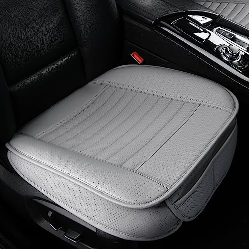 Sunny color 2pc Edge Wrapping Comfortable Car Front Seat Covers, Seat Protectors, Anti-Slip Bottom Seat Cushion Covers for Auto with PU Leather(Gray)