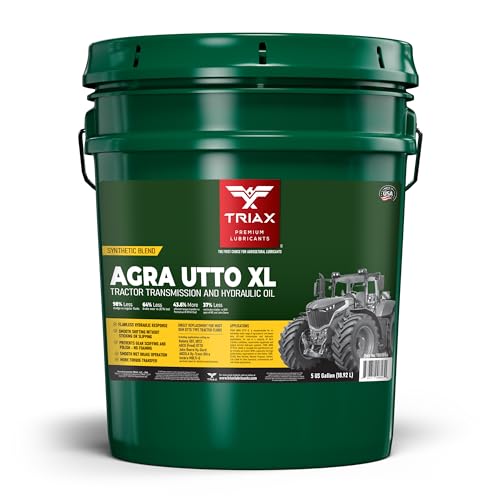 TRIAX Agra UTTO XL Tractor Fluid, Synthetic Blend Tractor Transmission and Hydraulic Oil, 6,000 Hour Life, 50% Less wear, -36 F Pour Point, Replaces All OEM Tractor Fluids (5 Gallon Pail)