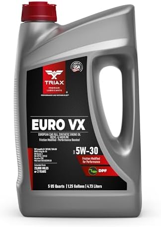 TRIAX Euro VX 5W-30 Full Synthetic Ester, Compatible with VW 507.00/504.00, VW Audi 502.00, 505.01, BMW LL-04, Porsche C30, ACEA C3, Mercedes 229.51, 229.5, 229.31 (5 Quart Jug)