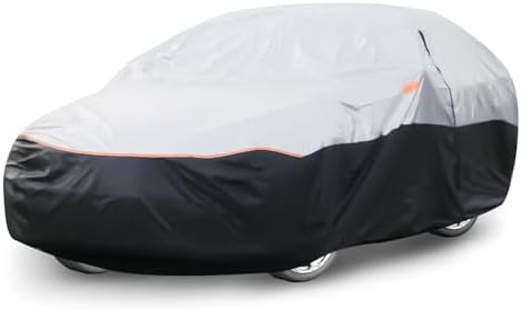 TengXiangChi Automobiles Car Cover, 210D Oxford Waterproof Full Covers with Zipper Door, Snow Sun Uv Rain All Weather Protection, Fit Seadan (Length 186" to 193", Size 3XL)