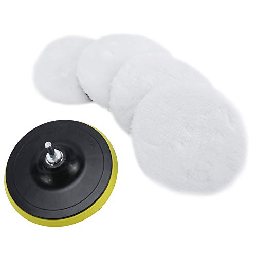Toolly 6 Pcs 6 Inch Wool Polishing Buffing Pad Polishing Buffing Wheel for Drill Buffer Attachment with M14 Drill Adapter