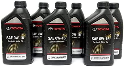 Toyota Genuine SAE 0W-16 Synthetic Motor Oil Pack of 6 (6 x 1 U.S QUART)