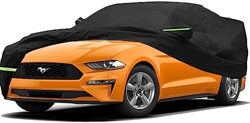 Virego Car Cover for Mustang GT, Ford Mustang GT Car Cover for 1994-2023 Mustang GT/Shelby/Cobra, Upgrade 210T Polyester Mustang Car Cover with Windproof Belt and Double Door Zipper, Up to 192" L