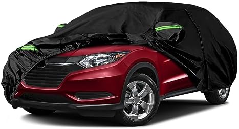 Waterproof Car Cover Compatible with Honda HR-V Accessories 2015-2021, Black 210T Inside Cotton Cover with Door Zippers for Snow Rain Dust Outdoor Protection