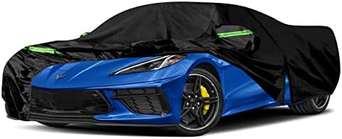 Waterproof Car Covers Replace for 2020–2023 Corvette C8, 6 Layers All Weather Custom-fit Car Cover with Zipper Door for Snow Rain Dust Hail Protection (C8)