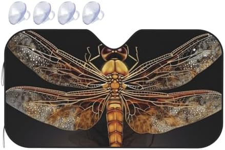 Windshield Sun Shade Dragonfly Printed Car Front Window Shades Foldable Sunshade Windshield Cover Sun Visor Shield Universal Accesorios Fits Most Car