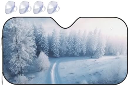 Winter Background Print Car Windshield Sunshade UV Protection Foldable Sun Visor Protector Windscreen Covers for Car Truck SUV Medium