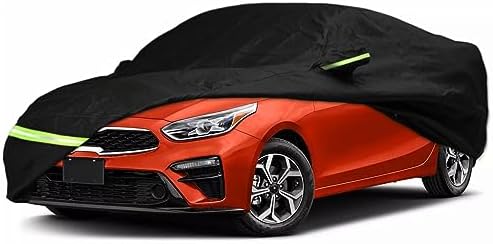 YIXIN Waterproof Car Cover for 2009-2023 Kia Forte/K3 Car Cover Custom Fit 100% Waterproof Windproof Strap & Single Door Zipper Bands for Snow Rain Dust Hail Protection