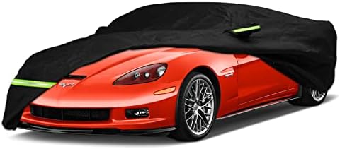 YIXIN Waterproof Car Covers for 2005-2013 C6 Corvette, Car Cover 210T Fit 100% Waterproof Windproof Strap & Single Door Zipper Up to 177inchL Bands for Snow Rain Dust Hail Protection