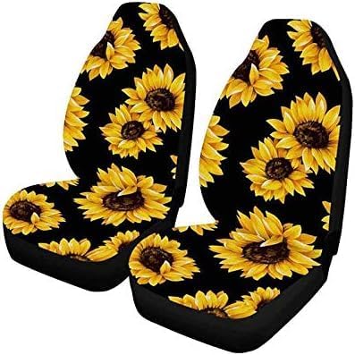 Yuudar Car Front Seat Covers, Universal Blue 3D Animal Wolf PrintingCar Seat Protector Seat Cushion Full Cover Fit Most Car,Truck,SUV,Van (Sunflower-2PC)